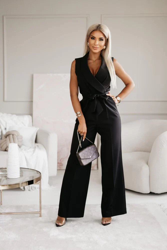 Ærmeløs Buksedragt med Bindebånd | Polyester | Elegant & Tidløs l Vanero