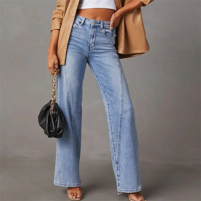Damejeans | Design Med Høj Talje Udsvinget Bensnit | Hverdagsbrug & Festlige Outfits | Vanero