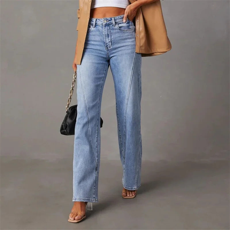 Damejeans | Design Med Høj Talje Udsvinget Bensnit | Hverdagsbrug & Festlige Outfits | Vanero