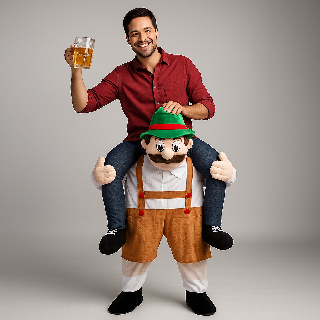 Herren Oktoberfest Piggyback Kostume | Sjovt Halloween Outfit | Vanero