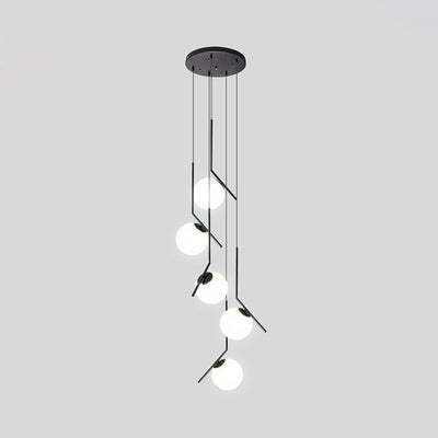 Sort Globe Multi-Light Chandelier | Enkel Glas Pendellampe til Trapper | Vanero
