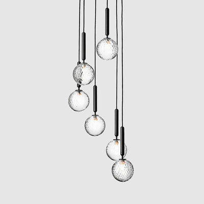 Sort Globe Multi-Light Chandelier | Enkel Glas Pendellampe til Trapper | Vanero
