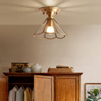 Semi Flush Loftlampe Med Skalleret Metalskærm | Messingfinish Metal Konstruktion | E26 E27 Indendørs Belysning Til Gange Og Entréer | Vanero