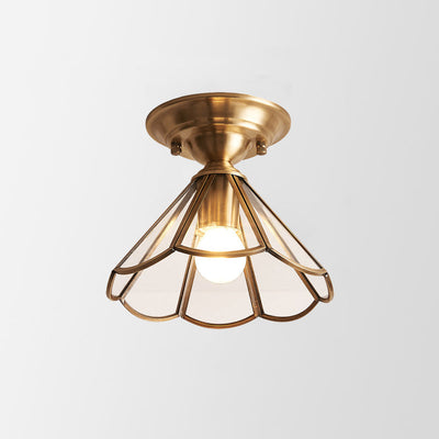 Minimalistisk Scalloped Metal Semi Flush Mount Belysning | Enkeltpære i Messing | Vanero