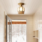 Semi Flush Loftlampe Med Skalleret Metalskærm | Messingfinish Metal Konstruktion | E26 E27 Indendørs Belysning Til Gange Og Entréer | Vanero
