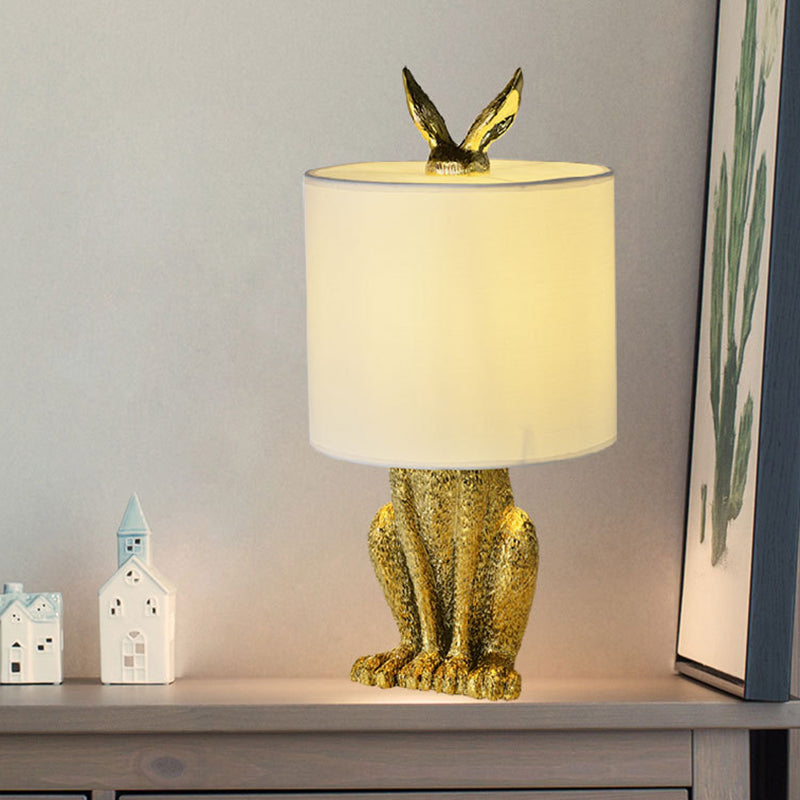 Bordlampe Med Resin Kaninbase | Stofskærm Design Med E26 E27 Kompatibilitet | Indendørs Belysning Til Soveværelser Hylder Og Sideborde | Vanero