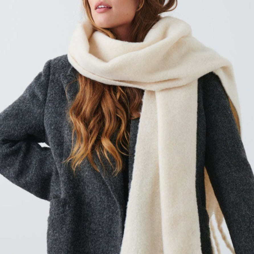 Lily Bomuldsblanding | One Size Chunky Strik Sjal | Frynsedetaljer Med Lang Konstruktion til Daglig Brug & Kølige Dage | Vanero