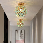 Loftlampe | Blomsterinspireret Glaslampe Med Metalramme | E27 Fatning Til Entré & Opholdsrum | Vanero