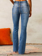 Dame Jeans Bomuldsblanding Denim | Flare Pasform Denim Jeans | Klassisk Flare Ben Design Til Hverdagsbrug & Fritid | Vanero