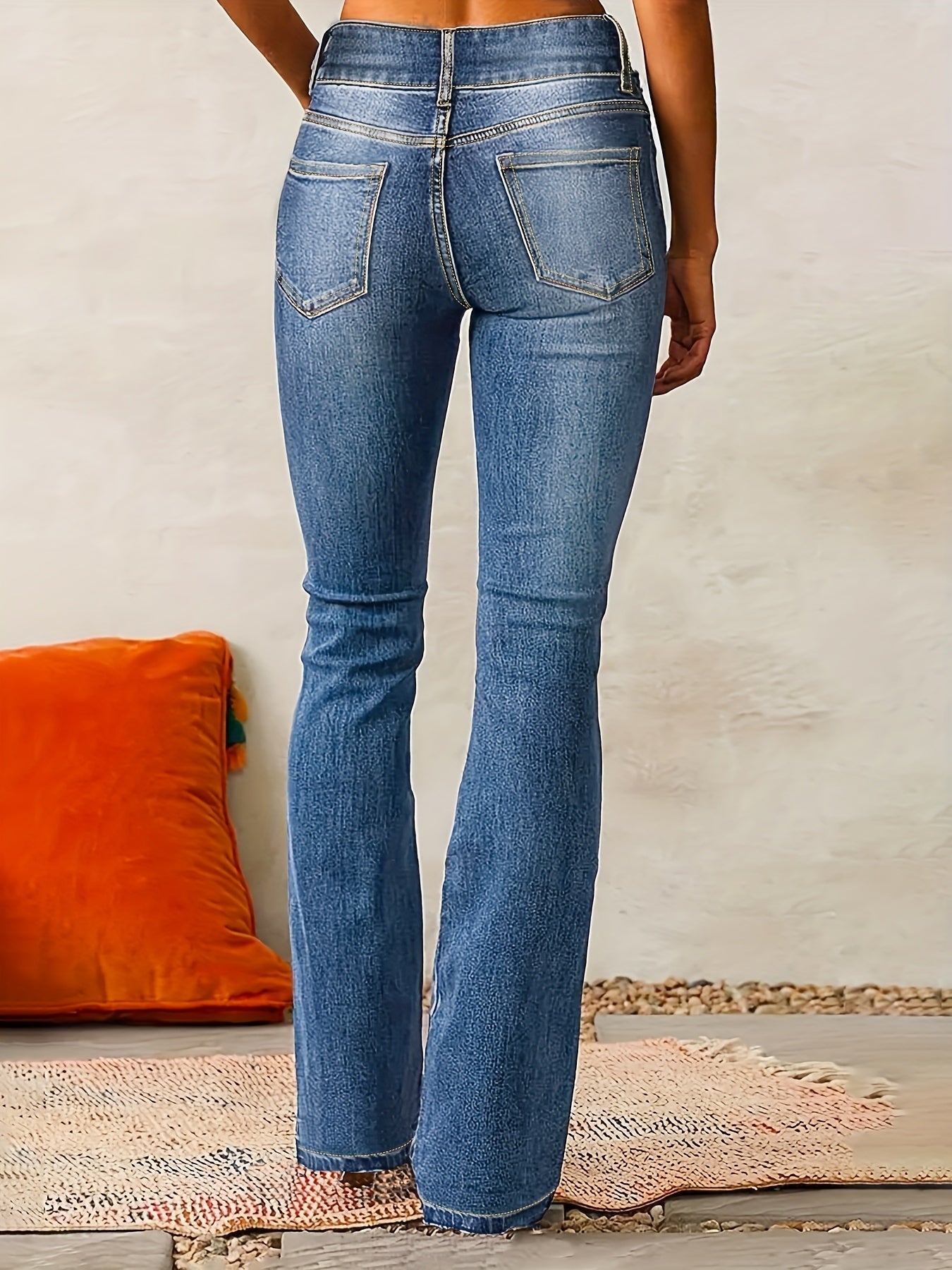 Dame Jeans Bomuldsblanding Denim | Flare Pasform Denim Jeans | Klassisk Flare Ben Design Til Hverdagsbrug & Fritid | Vanero