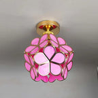 Loftlampe | Blomsterinspireret Glaslampe Med Metalramme | E27 Fatning Til Entré & Opholdsrum | Vanero