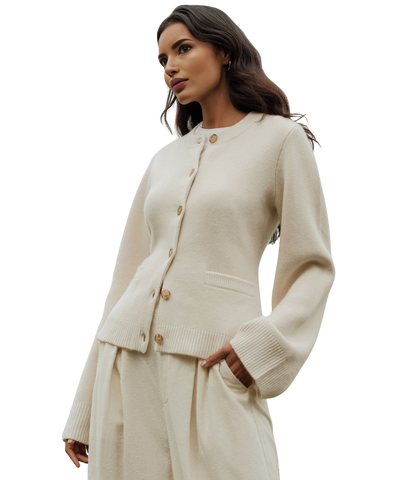 Amora | Dame cardigan Uldblanding med knapper | Vanero