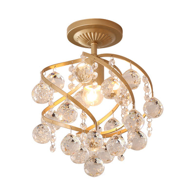 Facetteret Krystal Kugle Spiral Semi Flush Lys Postmodern 1 Lys | Messing Loftlys Armatur | Vanero