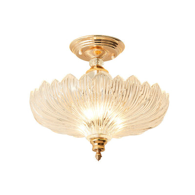 Sort/Guld 3 | Lyskilde Traditionel Krystal Scalloped Semi-Flush Loftlampe til Spisestue, 12"/16" Bred | Vanero