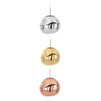 Moderne Uregelmæssig Pendelbelysning | Sølv/Rød Glas 1 Lys Spisestue Hængelampe, 8"/12" Bred | Vanero