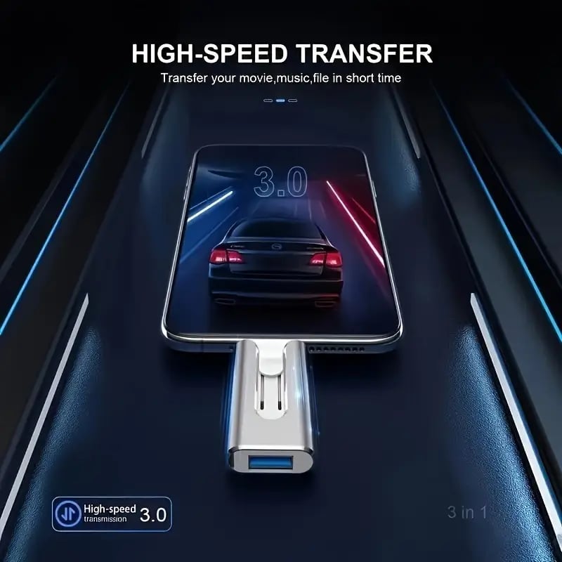 Bærbart USB Flashdrev Lager | Dobbelt USB-A & USB-C Tilslutning | Filbackup & Dataoverførsel Til Daglig Brug | Vanero