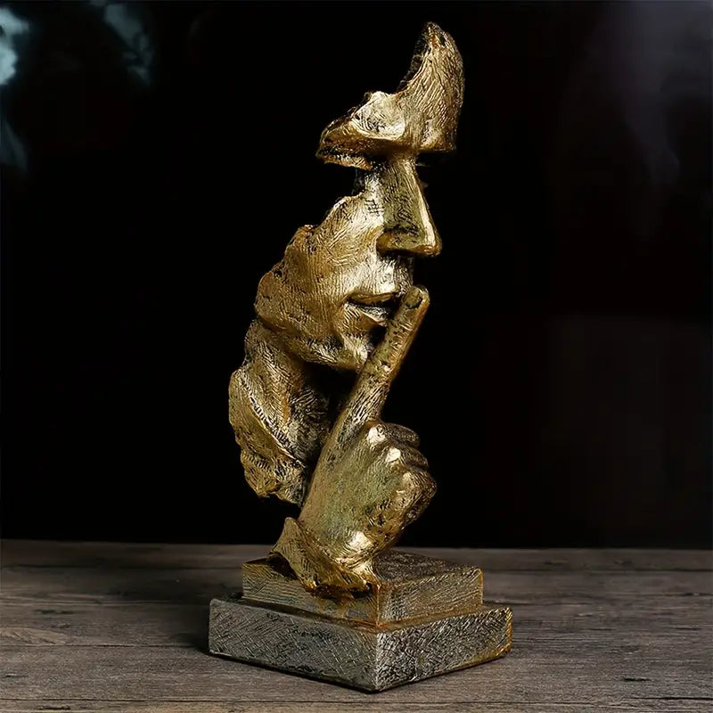 Abstrakt Meditationsskulptur Metallisk Finish | Fritstående Dekorativ Figur Til Indendørs Brug | Læsehjørne Stue & Display Indretning | Vanero
