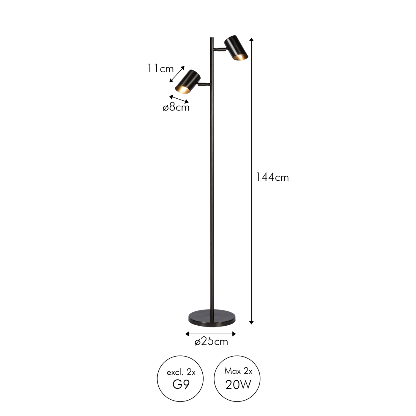 Gulvlampe Kisoro | Sort | Vanero
