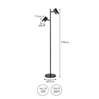 Gulvlampe Kisoro | Sort | Vanero