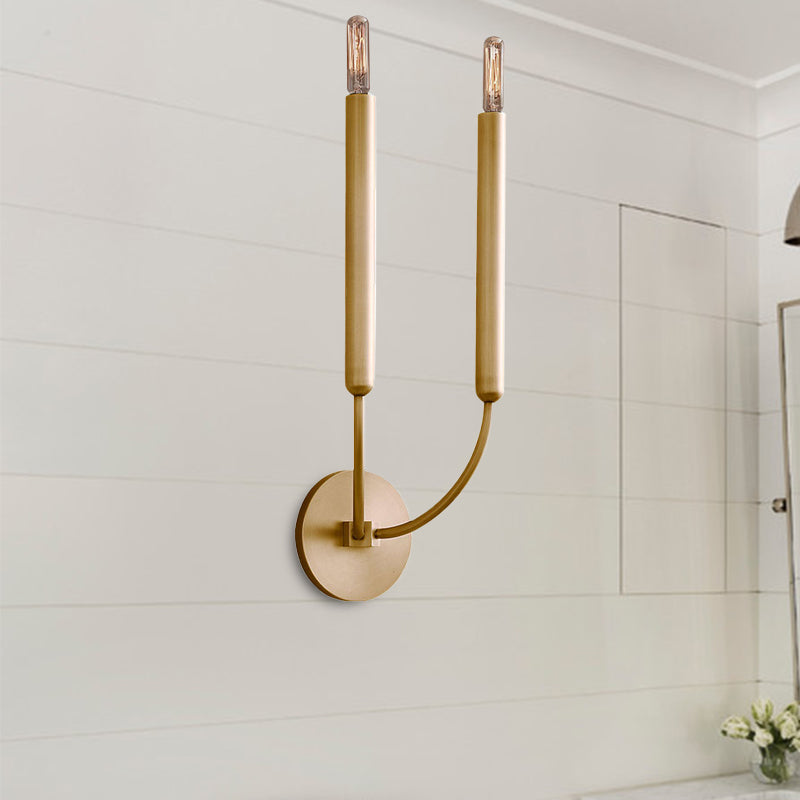 1/2 Pærer Tube Væglampe Traditionel Metal Sconce | Lysarmatur i Sort/Brass til Spisestue | Vanero