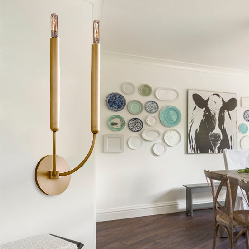 1/2 Pærer Tube Væglampe Traditionel Metal Sconce | Lysarmatur i Sort/Brass til Spisestue | Vanero