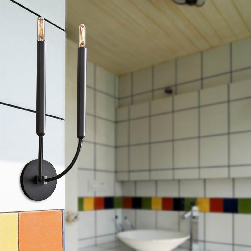 Væglampe Med Tilspidset Metalrørdesign | E12 E14 Kompatibelt Armatur Med Enkelt Eller Dobbelt Lyskilde | Indendørs Belysning | Vanero