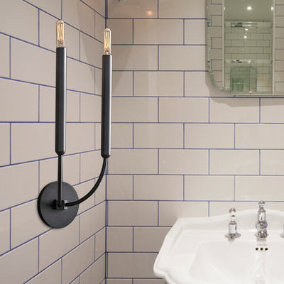 1/2 Pærer Tube Væglampe Traditionel Metal Sconce | Lysarmatur i Sort/Brass til Spisestue | Vanero