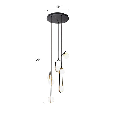 Sort Globe Multi-Light Chandelier | Enkel Glas Pendellampe til Trapper | Vanero