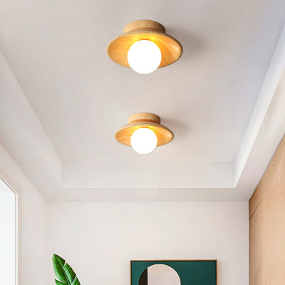CeilingLight l Mid-century moderne træ- og Globe-indbygningsbeslag l Vanero