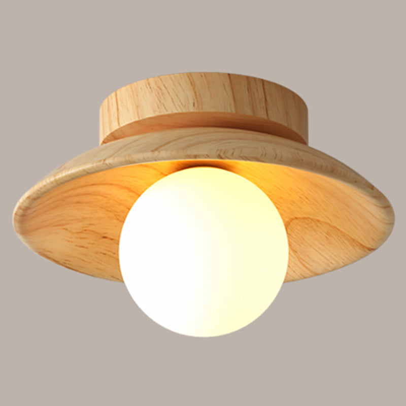 CeilingLight l Mid-century moderne træ- og Globe-indbygningsbeslag l Vanero