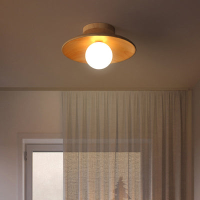 CeilingLight l Mid-century moderne træ- og Globe-indbygningsbeslag l Vanero