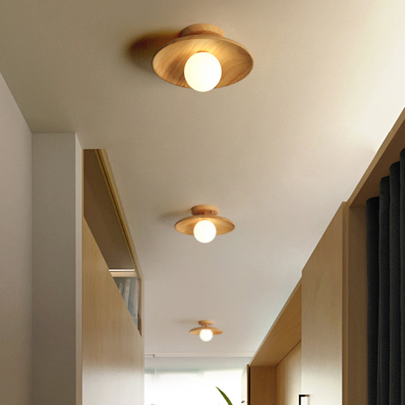 CeilingLight l Mid-century moderne træ- og Globe-indbygningsbeslag l Vanero