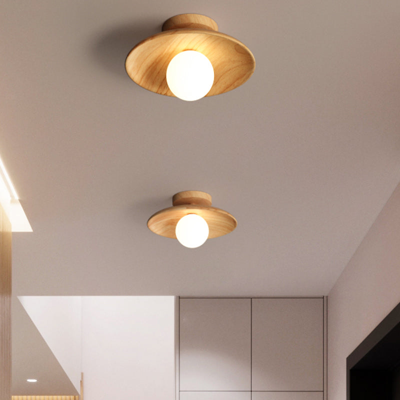 CeilingLight l Mid-century moderne træ- og Globe-indbygningsbeslag l Vanero