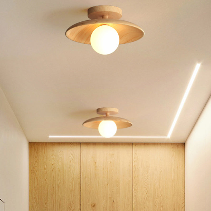 CeilingLight l Mid-century moderne træ- og Globe-indbygningsbeslag l Vanero
