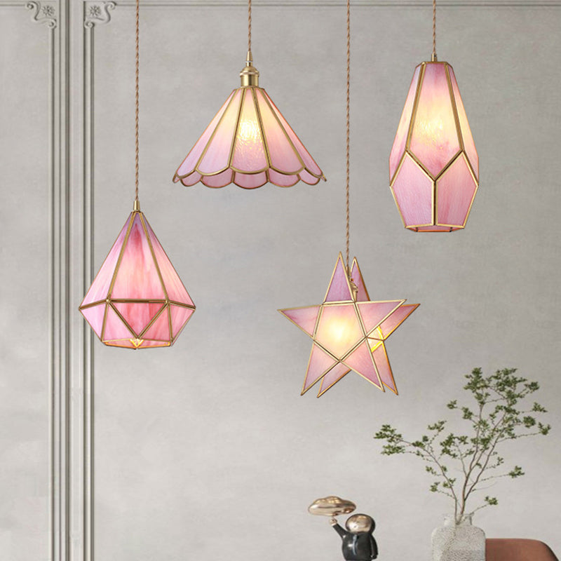 Pendellampe I Tiffany Stil Med Farvet Glas | Messingkonstruktion Med Justerbart Ophæng | Indendørs Dekorativ Loftbelysning | Vanero