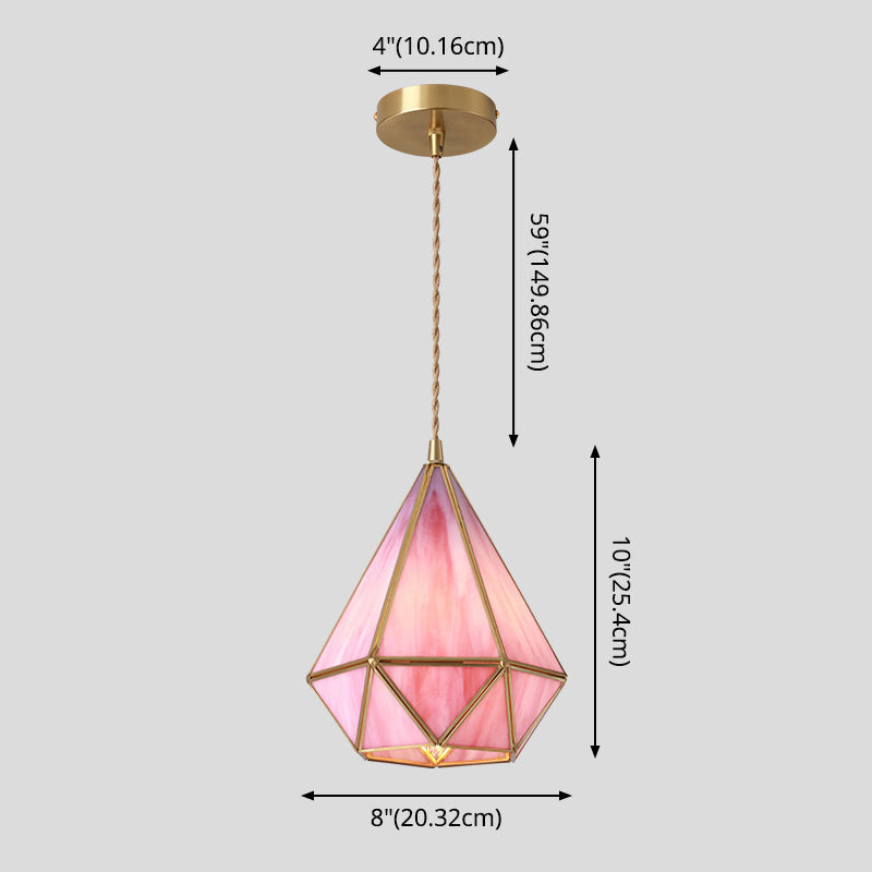 Pendellampe I Tiffany Stil Med Farvet Glas | Messingkonstruktion Med Justerbart Ophæng | Indendørs Dekorativ Loftbelysning | Vanero