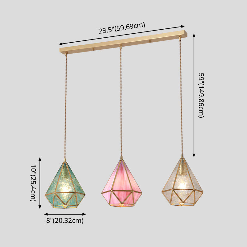Pendellampe I Tiffany Stil Med Farvet Glas | Messingkonstruktion Med Justerbart Ophæng | Indendørs Dekorativ Loftbelysning | Vanero