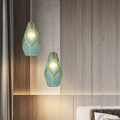 Suspenderet Belysningsarmatur Tiffany Stil Skærmet Glas Hængende Pendel | Messing Loftplade | Vanero