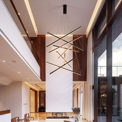 Sort Sticks | LED Kandelaber Lys Nyhed Minimalistisk Metalophængslampe til Lobby | Vanero