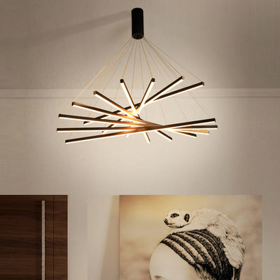 Sort Sticks | LED Kandelaber Lys Nyhed Minimalistisk Metalophængslampe til Lobby | Vanero