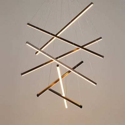 Sort Sticks | LED Kandelaber Lys Nyhed Minimalistisk Metalophængslampe til Lobby | Vanero