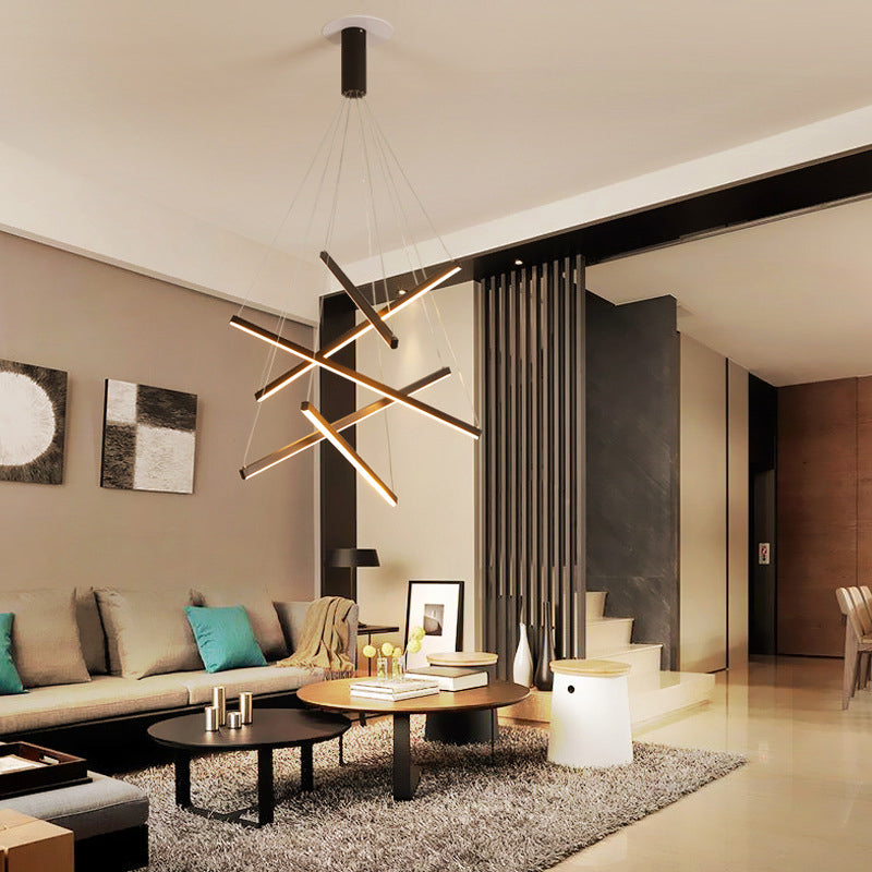 Sort Sticks | LED Kandelaber Lys Nyhed Minimalistisk Metalophængslampe til Lobby | Vanero