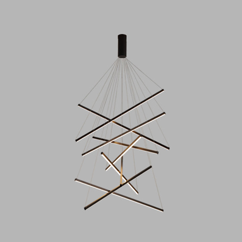 Sort Sticks | LED Kandelaber Lys Nyhed Minimalistisk Metalophængslampe til Lobby | Vanero