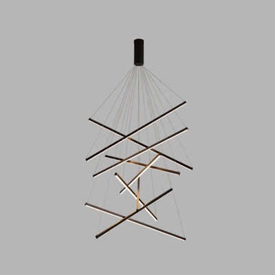 Sort Sticks | LED Kandelaber Lys Nyhed Minimalistisk Metalophængslampe til Lobby | Vanero