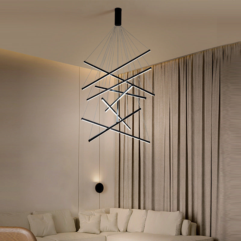 Sort Sticks | LED Kandelaber Lys Nyhed Minimalistisk Metalophængslampe til Lobby | Vanero