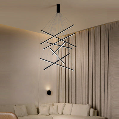 Sort Sticks | LED Kandelaber Lys Nyhed Minimalistisk Metalophængslampe til Lobby | Vanero