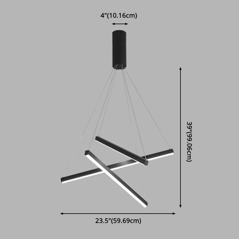 LED Lysekrone Med Lineære Lysstænger | Metalkonstruktion Med Integreret LED | Belysning Til Spisestue Foyer & Opholdsrum | Vanero