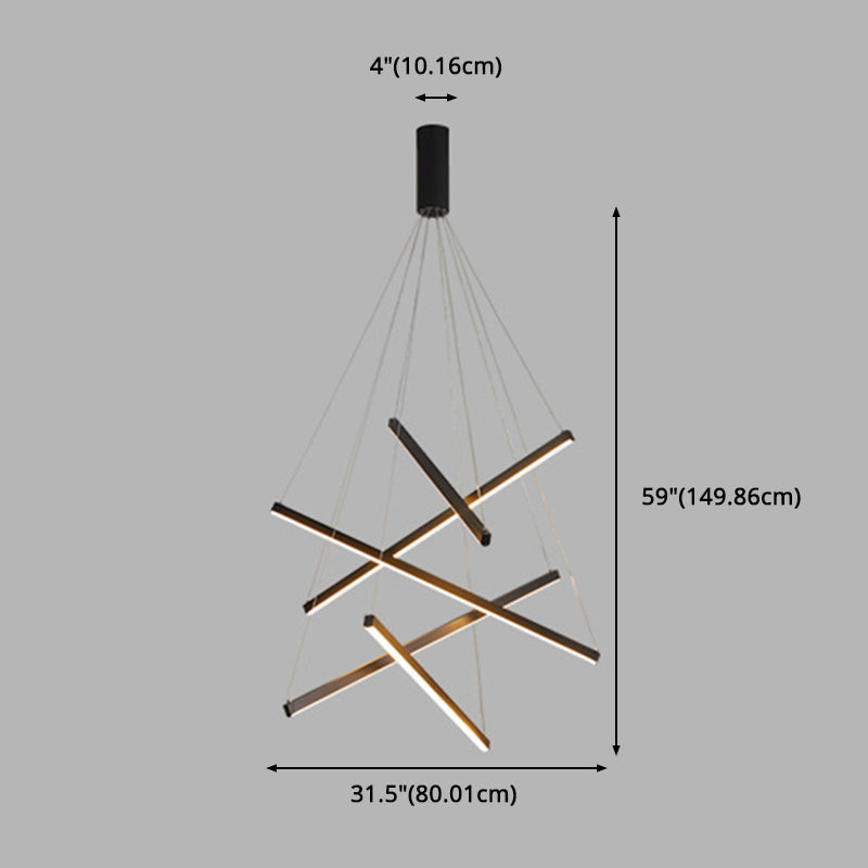 Lineær LED Lysekrone Med Geometrisk Design | Integreret LED Belysning I Flere Konfigurationer | Indendørs Loftbelysning Til Store Rum | Vanero