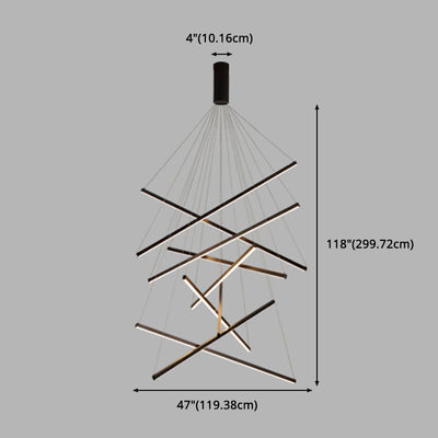 Sort Sticks | LED Kandelaber Lys Nyhed Minimalistisk Metalophængslampe til Lobby | Vanero