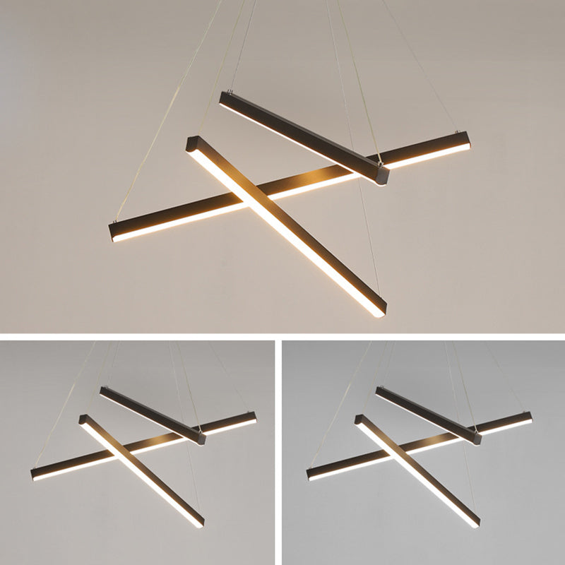 LED Lysekrone Med Lineære Lysstænger | Metalkonstruktion Med Integreret LED | Belysning Til Spisestue Foyer & Opholdsrum | Vanero